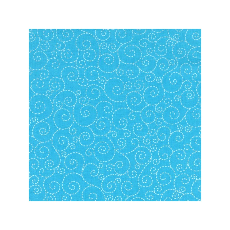Turquoise Stitch Scroll-bavlněná látka Timeless Treasures - 1